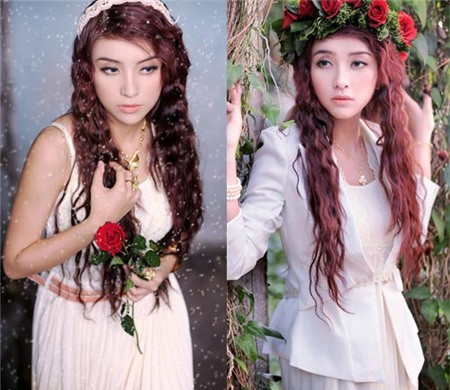 Kiểu tóc xoăn gơn sóng đều lỗi mốt khiến khuôn mặt Như Quỳnh già dặn hơn rất nhiều.