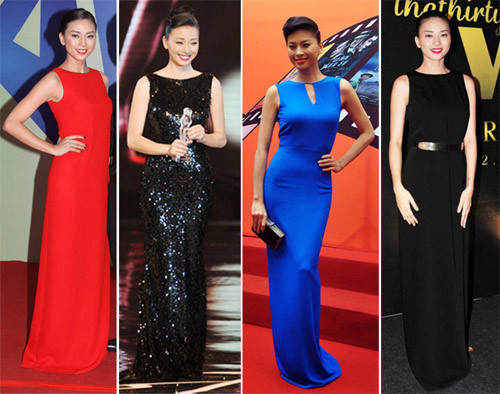 Ngô Thanh Vân thường được tôn vinh là người đẹp sở hữu gu thời trang tinh tế, thanh lịch mà trong đó kiểu váy dài dáng suông được cô chưng dụng rất thường xuyên. Tuy nhiên, sự đơn giản được chưng dụng liên tục lại khiến cô trở nên tẻ nhạt.