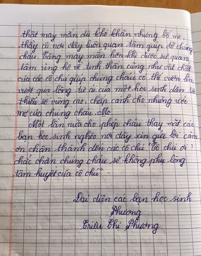 Bức thư cảm động của một em học sinh gửi các thầy cô và các nhà hảo tâm