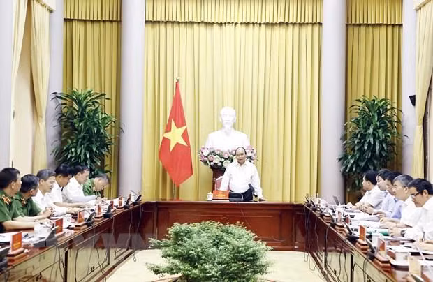 Chủ tịch nước Nguyễn Xuân Phúc phát biểu. (Ảnh: Thống Nhất/TTXVN)