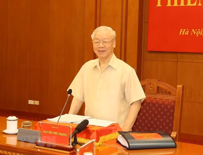 Tổng Bí thư Nguyễn Phú Trọng phát biểu chỉ đạo phiên họp. (Ảnh: Trí Dũng/TTXVN)