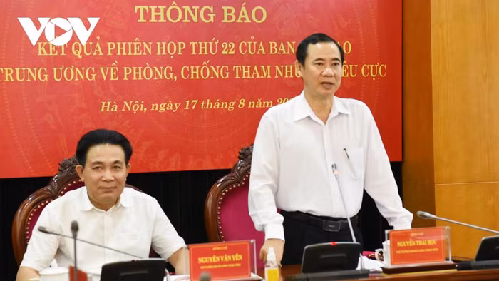 Phó Trưởng Ban Nội chính Trung ương Nguyễn Thái Học thông báo kết quả phiên họp 22 của Ban chỉ đạo Trung ương về phòng chống tham nhũng, tiêu cực Phó Trưởng Ban Nội chính Trung ương Nguyễn Thái Học thông báo kết quả phiên họp 22 của Ban chỉ đạo Trung ương về phòng chống tham nhũng, tiêu cực