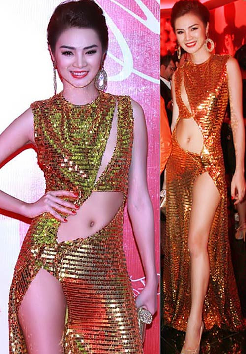 Không chỉ người mẫu ngoại quốc mới tự tin khoe đôi chân dài miên man, siêu mẫu Ngọc Oanh của showbiz Việt cũng từng gây ấn tượng với mẫu váy khoét hở tứ tung. Chiếc váy có đường xẻ kín đáo hơn 2 thiết kế trên cộng với việc sở hữu 1 hình thể đẹp, nên dù gây sốc nhưng cô không bị ghi vào danh sách phản cảm Không chỉ người mẫu ngoại quốc mới tự tin khoe đôi chân dài miên man, siêu mẫu Ngọc Oanh của showbiz Việt cũng từng gây ấn tượng với mẫu váy khoét hở tứ tung. Chiếc váy có đường xẻ kín đáo hơn 2 thiết kế trên cộng với việc sở hữu 1 hình thể đẹp, nên dù gây sốc nhưng cô không bị ghi vào danh sách phản cảm