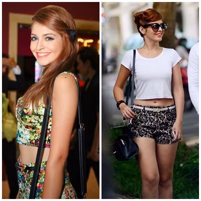 Trong những chiếc áo crop-top và quần short, thân hình "đẫy đà" của Andrea lộ ra rõ mồn một.