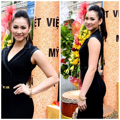 Dù đã khoác lên mình chiếc đầm đen để che đi sự tăng cân thấy rõ của mình, nhưng thiết kế đầm sát nách lại "tố cáo" cánh tay to lên rất nhiều của Vũ Thu Phương Dù đã khoác lên mình chiếc đầm đen để che đi sự tăng cân thấy rõ của mình, nhưng thiết kế đầm sát nách lại "tố cáo" cánh tay to lên rất nhiều của Vũ Thu Phương