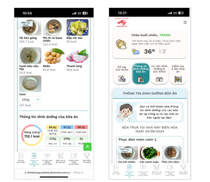 Giao diện phần mềm chăm sóc dinh dưỡng và sức khỏe cho nhân viên. 3.png