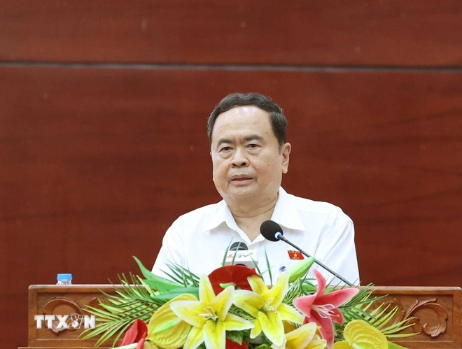 Chủ tịch Quốc hội Trần Thanh Mẫn phát biểu. (Ảnh: Thống Nhất/TTXVN) Chủ tịch Quốc hội Trần Thanh Mẫn phát biểu. (Ảnh: Thống Nhất/TTXVN)