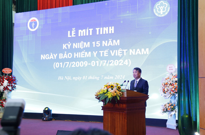 Tổng Giám đốc Bảo hiểm xã hội Việt Nam Nguyễn Thế Mạnh phát biểu tại Lễ Mít tinh. Tổng Giám đốc BHXH Việt Nam Nguyễn Thế Mạnh phát biểu tại Lễ Mít tinh.jpg