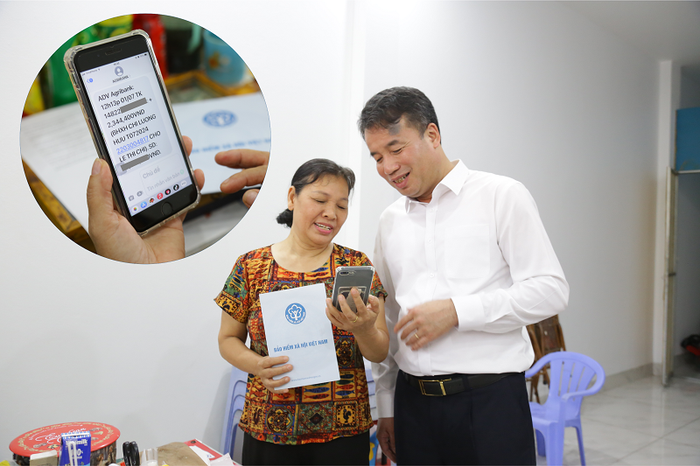 Ngay trong đầu giờ chiều ngày 01/7 bà Lê Thị Chí (61 tuổi, phường Kiến Hưng, quận, Hà Đông, thành phố Hà Nội) đã nhận lương hưu qua tài khoản ATM với số tiền là 2.344.400 đồng. colethichi.png