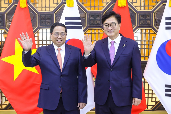 Hai bên đánh giá quan hệ Việt Nam-Hàn Quốc phát triển nhanh chóng, thực chất trên nhiều lĩnh vực kể từ khi hai bên nâng cấp quan hệ lên Đối tác chiến lược toàn diện. Ảnh: VGP/Nhật Bắc t2.jpg