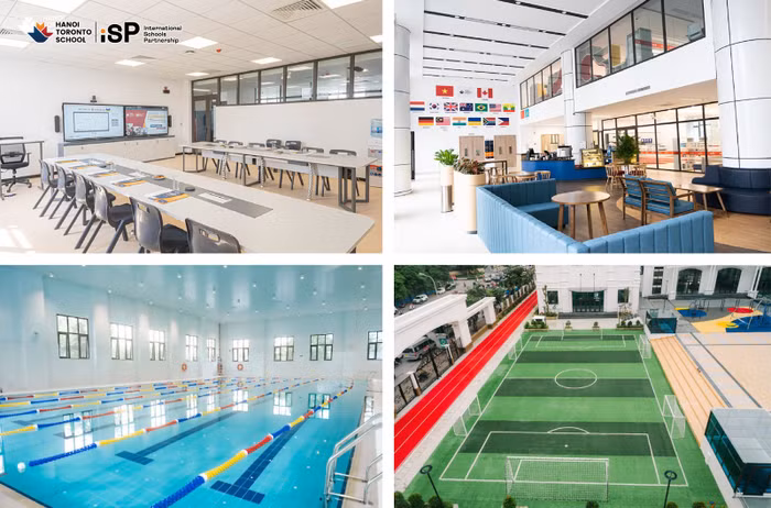 Khuôn viên trường rộng tới 1200 m2 để trẻ thoải mái học tập và vui chơi.