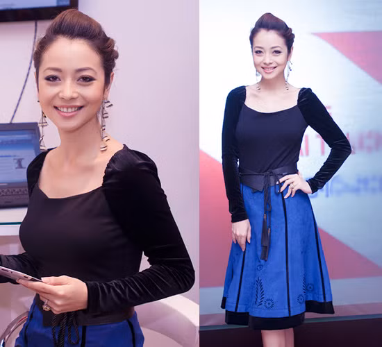 Diện đôi khuyên tai dài thiết kế tinh tế cũng khá phù hợp với bộ váy mang phong cách cổ điển.