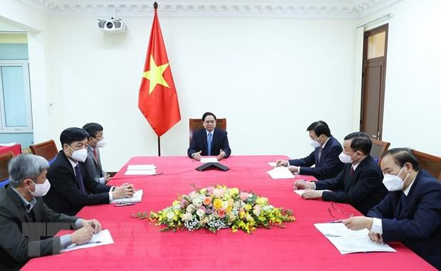 Thủ tướng Phạm Minh Chính điện đàm với Thủ tướng Trung Quốc Lý Khắc Cường. (Ảnh: Dương Giang/TTXVN) Thủ tướng Phạm Minh Chính điện đàm với Thủ tướng Trung Quốc Lý Khắc Cường. (Ảnh: Dương Giang/TTXVN)