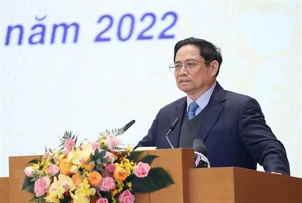 Thủ tướng Phạm Minh Chính phát biểu chỉ đạo hội nghị. (Ảnh: Dương Giang/TTXVN)