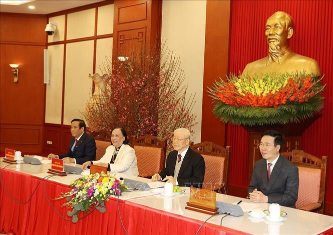 Tổng Bí thư Nguyễn Phú Trọng chúc mừng, biểu dương, cảm ơn và đánh giá cao sự cố gắng, nỗ lực và các kết quả mà Hội Người cao tuổi Việt Nam đạt được trong 5 năm qua. Ảnh: TTXVN Tổng Bí thư Nguyễn Phú Trọng chúc mừng, biểu dương, cảm ơn và đánh giá cao sự cố gắng, nỗ lực và các kết quả mà Hội Người cao tuổi Việt Nam đạt được trong 5 năm qua. Ảnh: TTXVN
