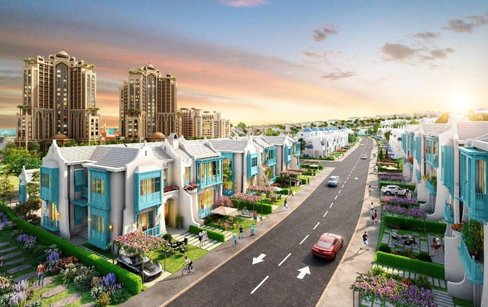 Những căn biệt thự Bermuda và Santorini tại NovaWorld Center. (Ảnh phối cảnh dự án) Những căn biệt thự Bermuda và Santorini tại NovaWorld Center. (Ảnh phối cảnh dự án)
