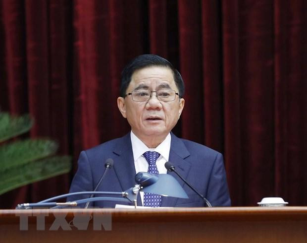 Chủ nhiệm Ủy ban Kiểm tra Trung ương Trần Cẩm Tú phát biểu tại hội nghị. (Ảnh: Phương Hoa/TTXVN)