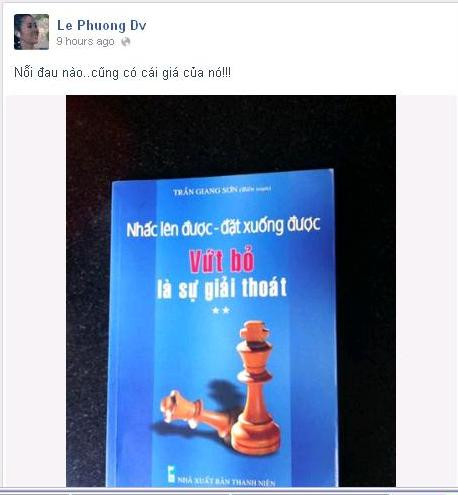 Hình ảnh bìa cuốn sách đầy ẩn ý được đăng tải trên trang cá nhân của Lê Phương: Nhấc lên được – đặt xuống được.Vứt bỏ là sự giải thoát” Hình ảnh bìa cuốn sách đầy ẩn ý được đăng tải trên trang cá nhân của Lê Phương: Nhấc lên được – đặt xuống được.Vứt bỏ là sự giải thoát”