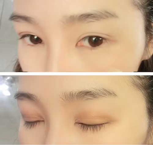 Thông thường trang điểm mắt là rất quan trọng tạo thần sắc cho gương mặt. Đầu tiên phủ nhẹ một lớp bóng mắt tông màu nâu nhẹ lên toàn bộ phần mí mắt trên