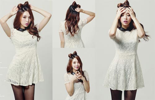 Kết hợp kiểu tóc nơ và kiểu suôn dài.