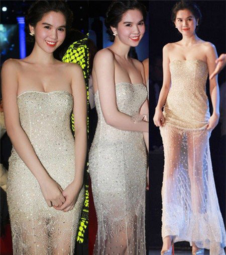 1. Trong một chuyến thăm Hàn Quốc, "Nữ hoàng nội y" Ngọc Trinh nổi bật chẳng kém gì người đẹp xứ kim chi trong bộ đầm gắn hàng nghìn viên đá vừa gợi cảm, lại kín đáo vừa đủ