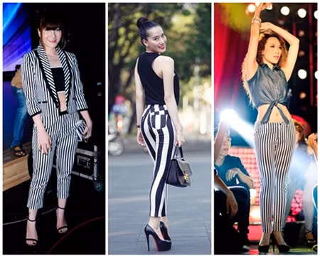 Mỹ nhân Việt năng động với sọc kẻ.