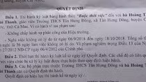 Trích quyết định của Hiệu trưởng Trường trung học cơ sở Tân Hưng Đông, huyện Cái Nước (ảnh: CTV)