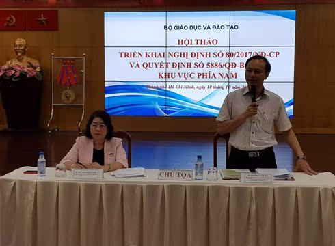 Ông Dương Văn Bá - đại diện Bộ Giáo dục và Đào tạo phát biểu tại hội thảo về bạo lực học đường (ảnh: P.L)