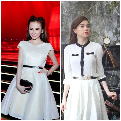 Sao kết hợp trắng cả cây có điểm nhấn và ấn tượng hơn với thắt lưng ánh kim.