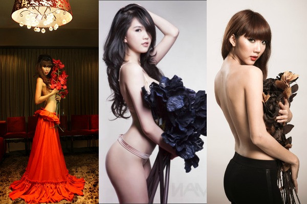 Hoa Các loại hoa giả là phụ kiện hữu hiệu giúp che chắn "núi đôi" của Hà Anh, Ngọc Trinh và Ngọc Quyên. Hoa Các loại hoa giả là phụ kiện hữu hiệu giúp che chắn "núi đôi" của Hà Anh, Ngọc Trinh và Ngọc Quyên.