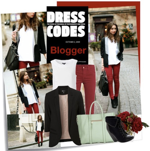 Còn đây lại là gợi ý cho những cô nàng cá tính. Với sự kết hợp của những sắc màu cơ bản đỏ - đen - trắng. Chiếc quần màu đỏ đun và một đôi ankle boot được thiết kế ấn tượng ở cổ và dây, túi xách da to bản đồng màu. Nét trẻ trung, khỏe khoắn và năng động chính là những lời khen ngợi dành cho bạn. Còn đây lại là gợi ý cho những cô nàng cá tính. Với sự kết hợp của những sắc màu cơ bản đỏ - đen - trắng. Chiếc quần màu đỏ đun và một đôi ankle boot được thiết kế ấn tượng ở cổ và dây, túi xách da to bản đồng màu. Nét trẻ trung, khỏe khoắn và năng động chính là những lời khen ngợi dành cho bạn.