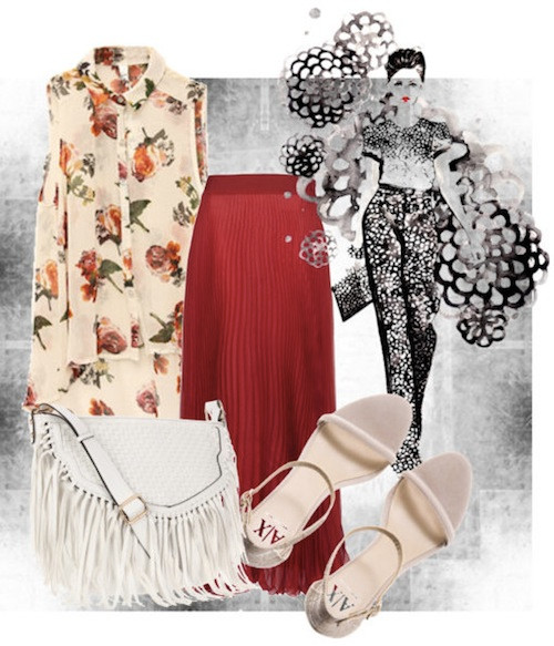 Một chiếc áo sơ mi họa tiết hoa hồng vintage, chân váy midi màu vang chát, thêm chiếc túi xách nhỏ được thiết kế tua rua ấn tượng và đôi sandal đơn giản. Bạn thật dịu dàng, mà vẫn thật nổi bật. Một chiếc áo sơ mi họa tiết hoa hồng vintage, chân váy midi màu vang chát, thêm chiếc túi xách nhỏ được thiết kế tua rua ấn tượng và đôi sandal đơn giản. Bạn thật dịu dàng, mà vẫn thật nổi bật.