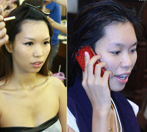 Sở hữu những đường cong quyến rũ chết người, thế nhưng siêu mẫu quốc tế Hà Anh lại có làn da lấm chấm mụn và tàn nhang, cánh mũi thấp và ngắn cũng khiến cô nàng thật khó mà xinh đẹp nếu khuôn mặt không được tô điểm bằng những lớp trang điểm tỉ mỉ và cầu kỳ. Sở hữu những đường cong quyến rũ chết người, thế nhưng siêu mẫu quốc tế Hà Anh lại có làn da lấm chấm mụn và tàn nhang, cánh mũi thấp và ngắn cũng khiến cô nàng thật khó mà xinh đẹp nếu khuôn mặt không được tô điểm bằng những lớp trang điểm tỉ mỉ và cầu kỳ.