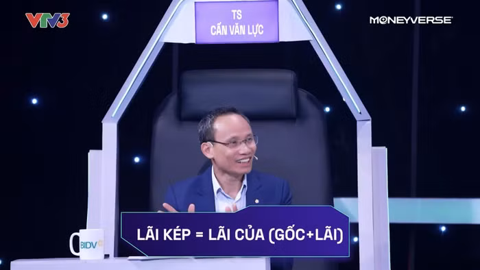 Tiến sĩ Cấn Văn Lực giải thích thêm về khái niệm lãi kép trong chương trình.