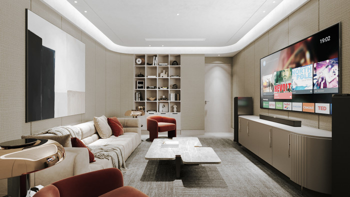 Phối cảnh phòng karaoke được bố trí trong hầm townhouse. 6.jpg