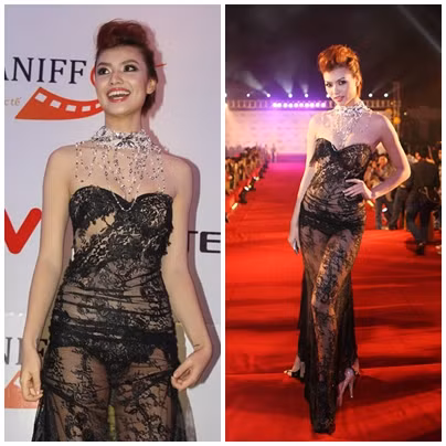 Và gần đây, chiếc đầm ren xuyên thấu "vô duyên" này của Hồng Quế tiếp tục bị "ném đá".