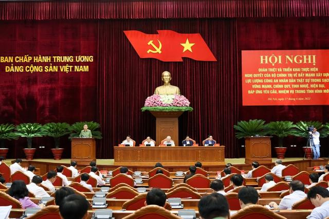 Hội nghị của Bộ Chính trị về xây dựng lực lượng Công an nhân dân - Ảnh: VGP/Nhật Bắc Hội nghị của Bộ Chính trị về xây dựng lực lượng Công an nhân dân - Ảnh: VGP/Nhật Bắc