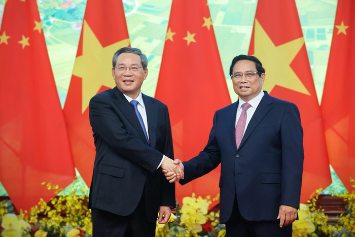 Thủ tướng Phạm Minh Chính và Thủ tướng Trung Quốc Lý Cường trước hội đàm. Ảnh: VGP/Nhật Bắc Thủ tướng Phạm Minh Chính và Thủ tướng Trung Quốc Lý Cường trước hội đàm. Ảnh: VGP/Nhật Bắc