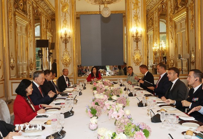 Tổng Bí thư, Chủ tịch nước Tô Lâm hội đàm với Tổng thống Pháp Emmanuel Macron. (Ảnh: Trí Dũng/TTXVN) anh2.JPG