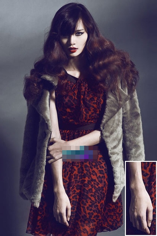 Dù đã sử dụng photoshop nhưng siêu mẫu Ngọc Oanh vẫn không thể che giấu những đường gân chạy dài khắp tay Dù đã sử dụng photoshop nhưng siêu mẫu Ngọc Oanh vẫn không thể che giấu những đường gân chạy dài khắp tay