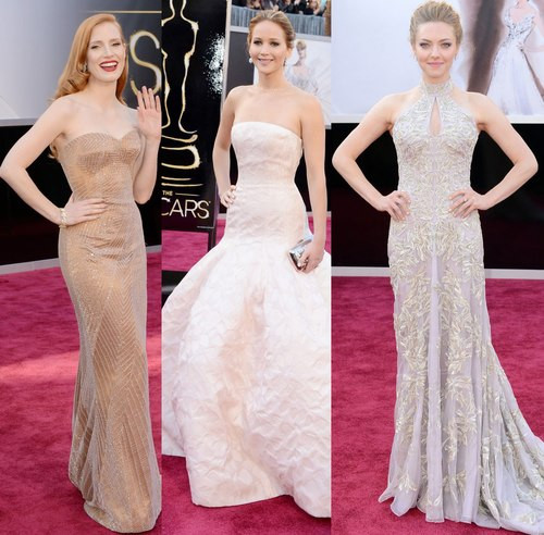 Từ trái sang: Jessica Chastain, Jennifer Lawrence và Amanda Seyfried. oscar1-jpg-1361758545-1361758578_500x0.j