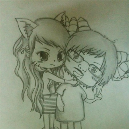 Hình ảnh chibi ngộ nghĩnh của Đinh Tiến Dũng và vợ tương lai.