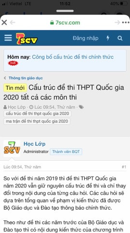 Trang web giả mạo cấu trúc đề thi trung học phổ thông quốc gia (Ảnh chụp màn hình ngày 1/2/2020) Trang web giả mạo cấu trúc đề thi trung học phổ thông quốc gia (Ảnh chụp màn hình ngày 1/2/2020)