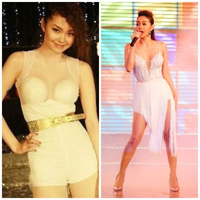 ... Minh Hằng cũng tìm đến những bộ trang phục màu trắng, trong veo để khoe vòng 1.