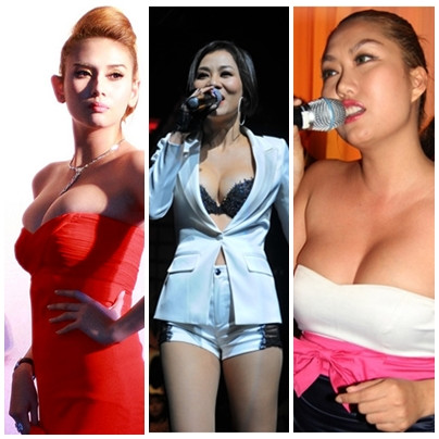 2. Ép ngực cao vồng Những chiếc áo cúp ngực giúp các mỹ nhân vun vòng 1 cao đầy, quyến rũ, nhưng "quá đà" thì trông chúng đang bị "bức tử" vậy.