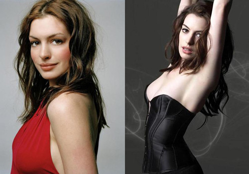 Anne Hathaway trước và sau khi giảm cân để đóng phim Kỵ sĩ bóng đêm nổi dậy.