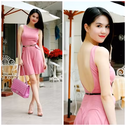 Dù diện nguyên cả một cây hồng như thế này, trông cô nàng vẫn rạng rỡ, xinh đẹp và vô cùng quyến rũ