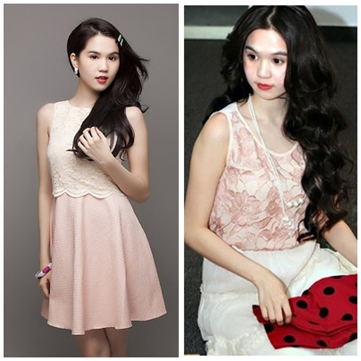 Những mảng ren được điểm tinh tế trên váy làm tăng nét nữ tính cho cô nàng