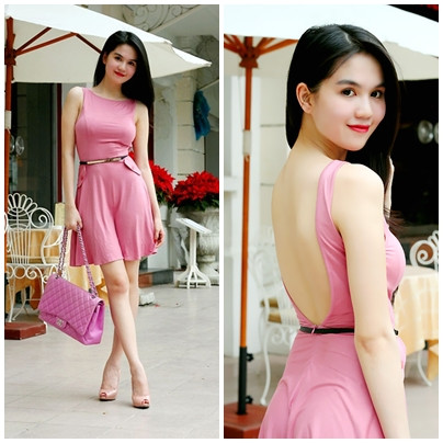 Dù diện nguyên cả một cây hồng như thế này, trông cô nàng vẫn rạng rỡ, xinh đẹp và vô cùng quyến rũ