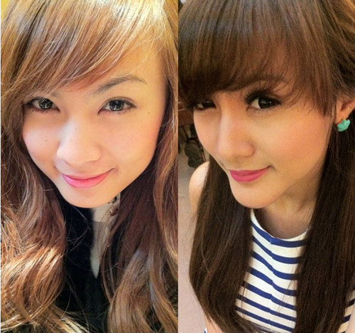 Hình ảnh Kelly trước và sau nghi án độn cằm. Hình ảnh Kelly trước và sau nghi án độn cằm.